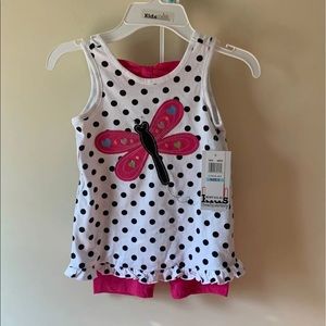 2 piece girl dragonfly set tank and biker short